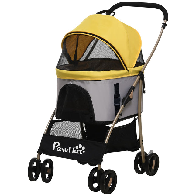 Collapsible dog carriage and carrier with cushion, mesh window