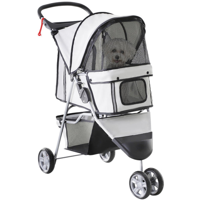 Multicolored pet stroller - for dogs and cats, gray