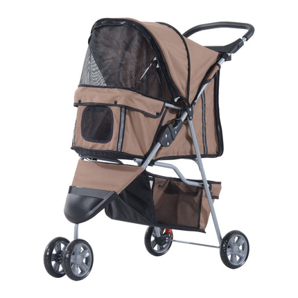 Pet stroller for small dogs and cats, coffee brown
