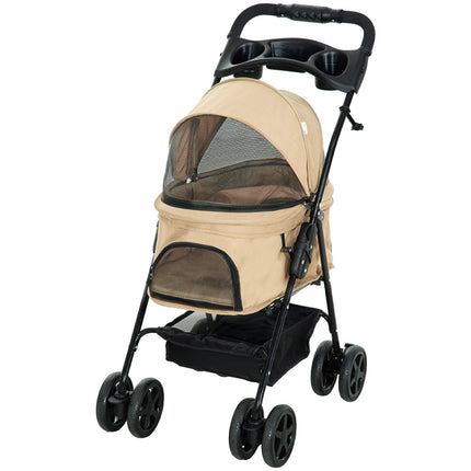 Collapsible pet carriage for small dogs & cats, Khaki 67x45x96 cm