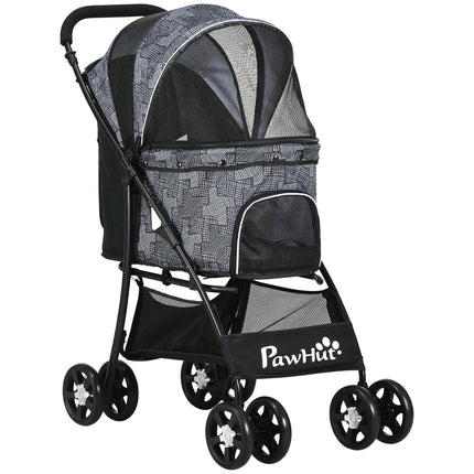 Folding Pet Stroller with Cushion, Oxford Fabric, Black