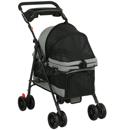 Dog Stroller, Foldable, Mesh Windows, Up To 10 kg, Gray