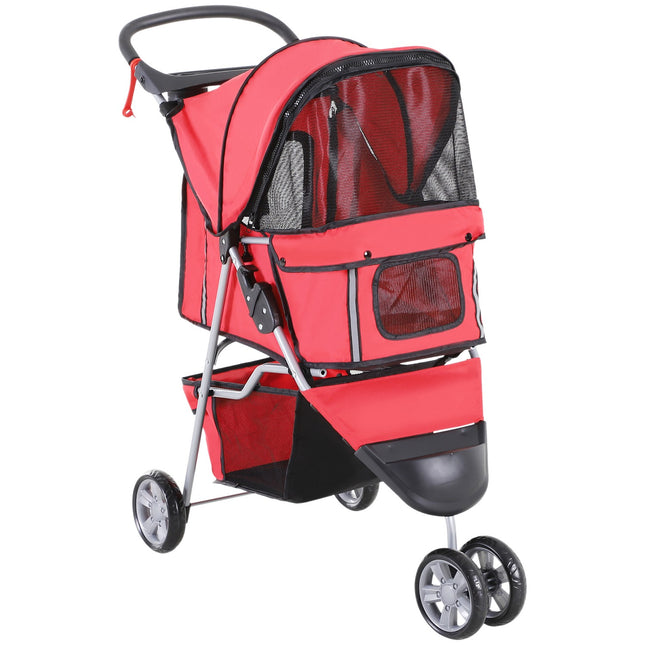 Hondenwagen Veelkleurige Hondenwagen Voor Wandelen, Lichtgewicht En Opvouwbaar, Voor Honden En Katten, Rood