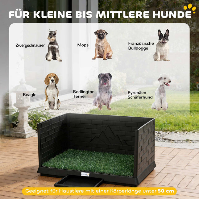 Dog Toilet with Artificial Grass, High Walls, Drainage, 75x51 cm