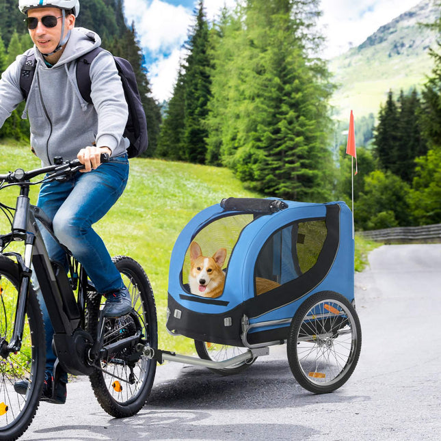 Dog bike trailer, Blue/Black, 130x73x90cm Transporter