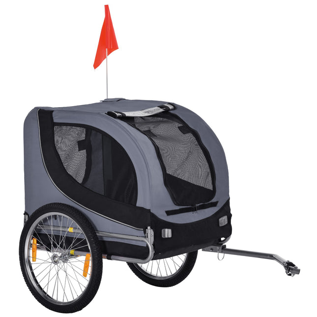 Dog bike trailer, Grey/Black, 130x73x90 cm Transporter