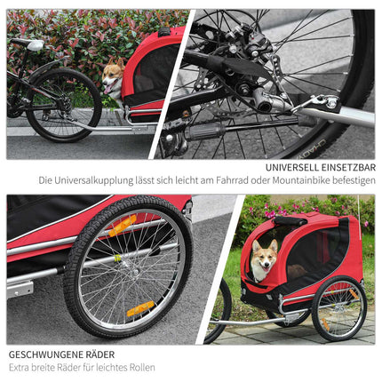 Dog bike trailer - Red/Black, 130 x 73 x 90 cm