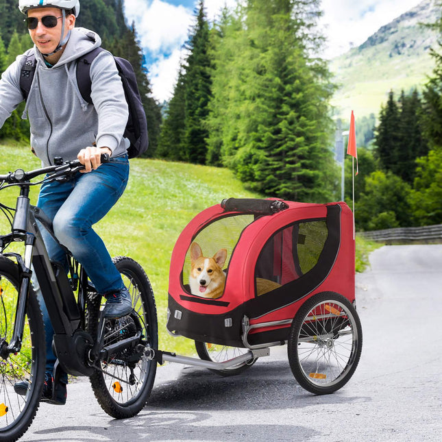 Dog bike trailer - Red/Black, 130 x 73 x 90 cm