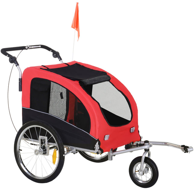 Dog bike trailer - Red & Black, 155 x 83 x 108 cm