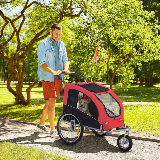 Dog bike trailer - Red & Black, 155 x 83 x 108 cm