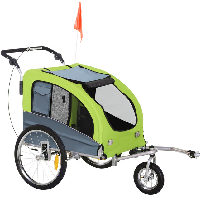 Large Dog Sled Jogger, Stable Bicycle Holder, Green/Grey