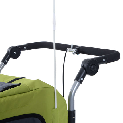 Large Dog Sled Jogger, Stable Bicycle Holder, Green/Grey