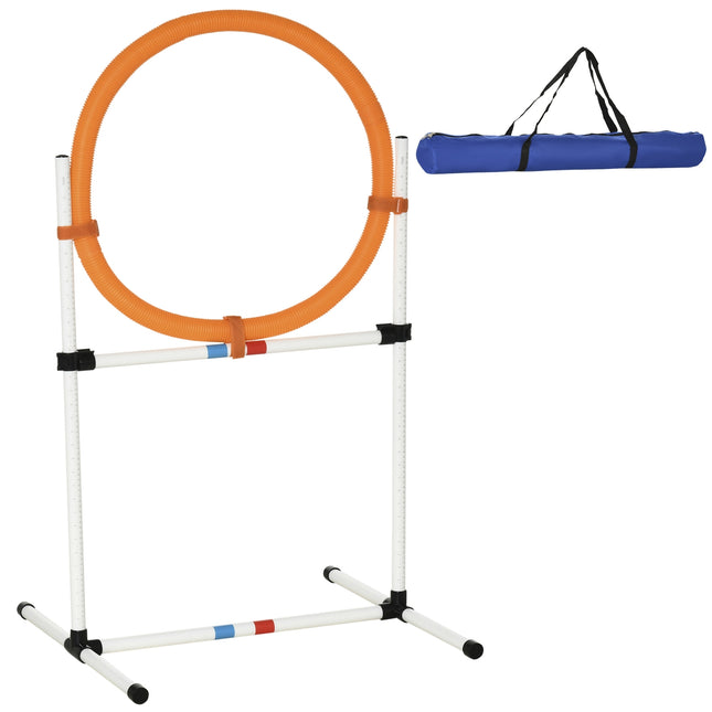 Dog Agility Training Jump Ring, Portable, White/Orange