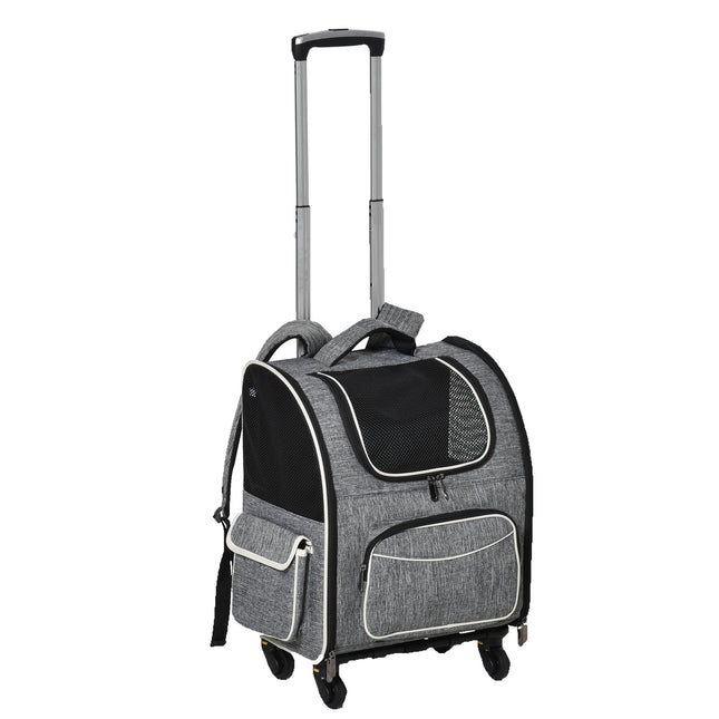 Pet Carrier Backpack & Trolley - Grey, 43x33x51.5 cm