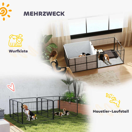 Dog Whelping Box, 7 Panels, Steel Frame, Oxford Fabric