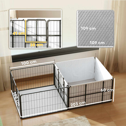 Dog Whelping Box, 7 Panels, Steel Frame, Oxford Fabric
