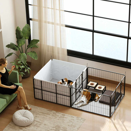 Dog Whelping Box, 7 Panels, Steel Frame, Oxford Fabric