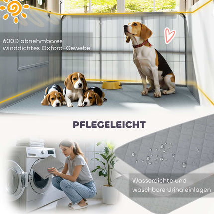Dog Whelping Box, 7 Panels, Steel Frame, Oxford Fabric