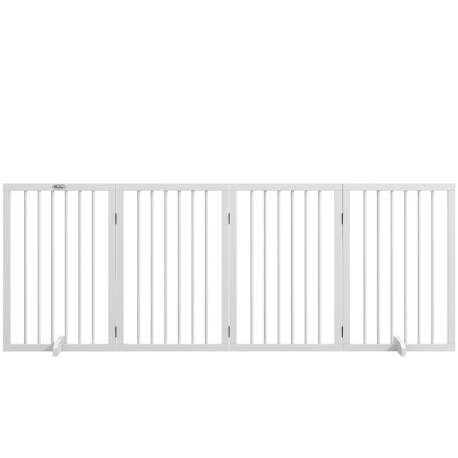 Folding wooden dog gate - 4 panels with support feet