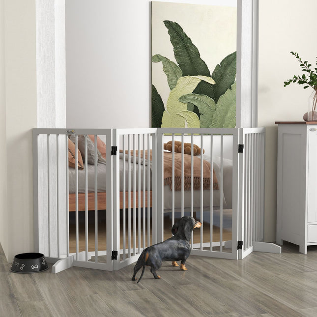 Folding wooden dog gate - 4 panels with support feet