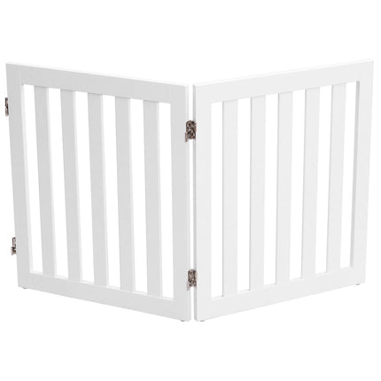 Dog barrier 60cm high protective gate wooden foldable 2 panels white