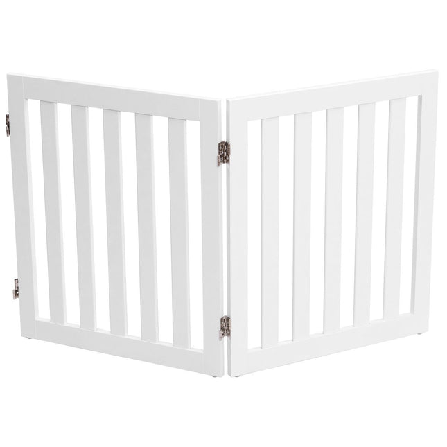 Dog barrier 60cm high protective gate wooden foldable 2 panels white