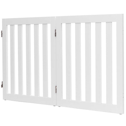 Dog barrier 60cm high protective gate wooden foldable 2 panels white
