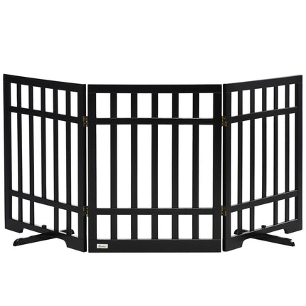 Folding wooden dog gate with rubber feet, 181x35x76 cm