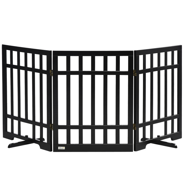 Folding wooden dog gate with rubber feet, 181x35x76 cm
