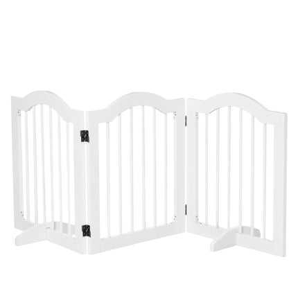 Dog Gate Barrier, Stable 3-Panel MDF, Foldable, White