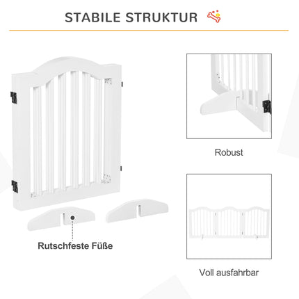 Dog Gate Barrier, Stable 3-Panel MDF, Foldable, White
