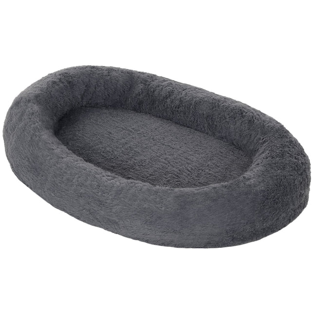 Plush non-slip dog and cat bed with washable cover, dark grey