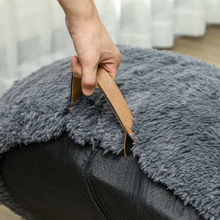 Plush non-slip dog and cat bed with washable cover, dark grey