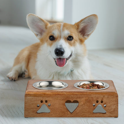Dog bowl bar with 2 bowls