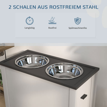 Dog food station with storage & 2L bowls - White