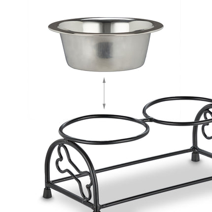 Dog bowl set with holder