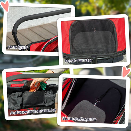 Foldable Dog Stroller with Reclining Cushion, Steel Frame