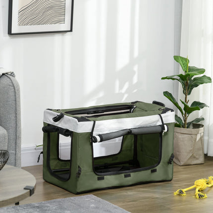 Dog buggy, pet buggy, dog cart, foldable, removable basket, 81 x 58 x 97.5 cm, black + dark green + white