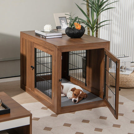 Dog cage animal cage combination of pet box & side table with cushion 92 x 59 x 66.5 cm