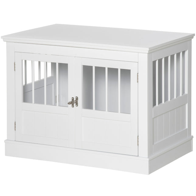 Dog cage, furniture with 3 doors, dog house, dog box for home, 78 x 53 x 59.3 cm, white