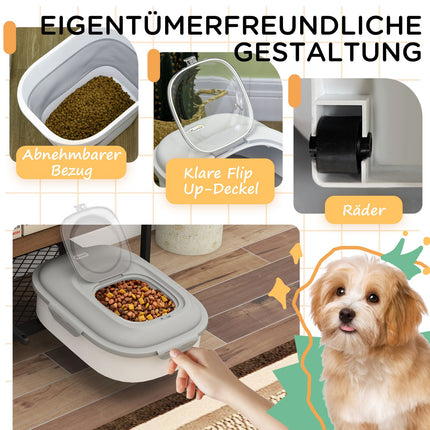 Dog food container, 25L, foldable with wheels and lid