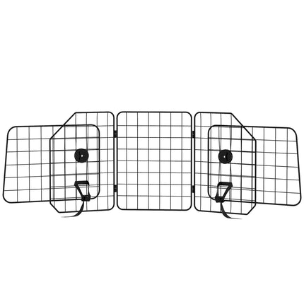 Adjustable dog guard in black steel for car trunks