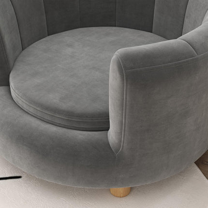 Washable gray dog sofa with backrest and wooden legs