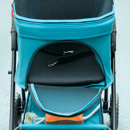 Collapsible 3-in-1 dog and cat stroller with drink holder