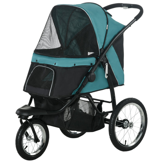 Folding pet stroller with all-terrain wheels, 20 kg capacity