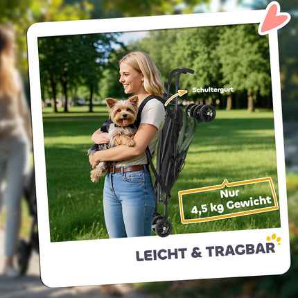 Collapsible pet stroller for cats and dogs up to 4 kg - mesh window, storage bag