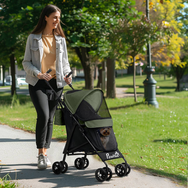 Collapsible pet stroller for cats and dogs up to 4 kg - mesh window, storage bag