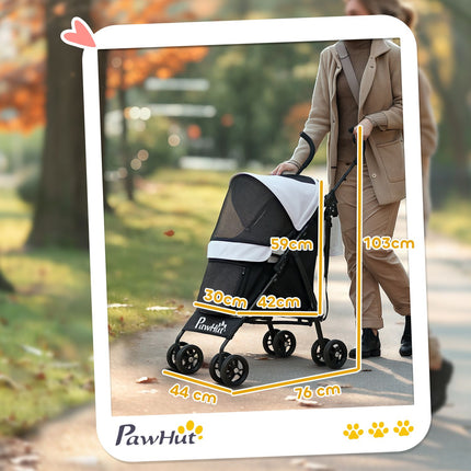 Collapsible pet carriage with mesh window and storage