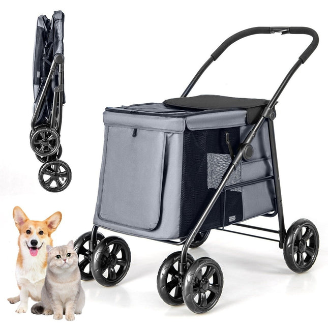 Dog stroller dog buggy foldable up to 40 kg dog trolley with cushion 106 x 63 x 103 cm gray