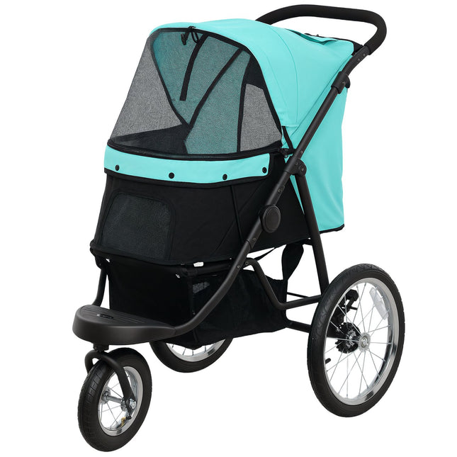 Dog stroller Jogger, foldable, for pets up to 10 kg, turquoise